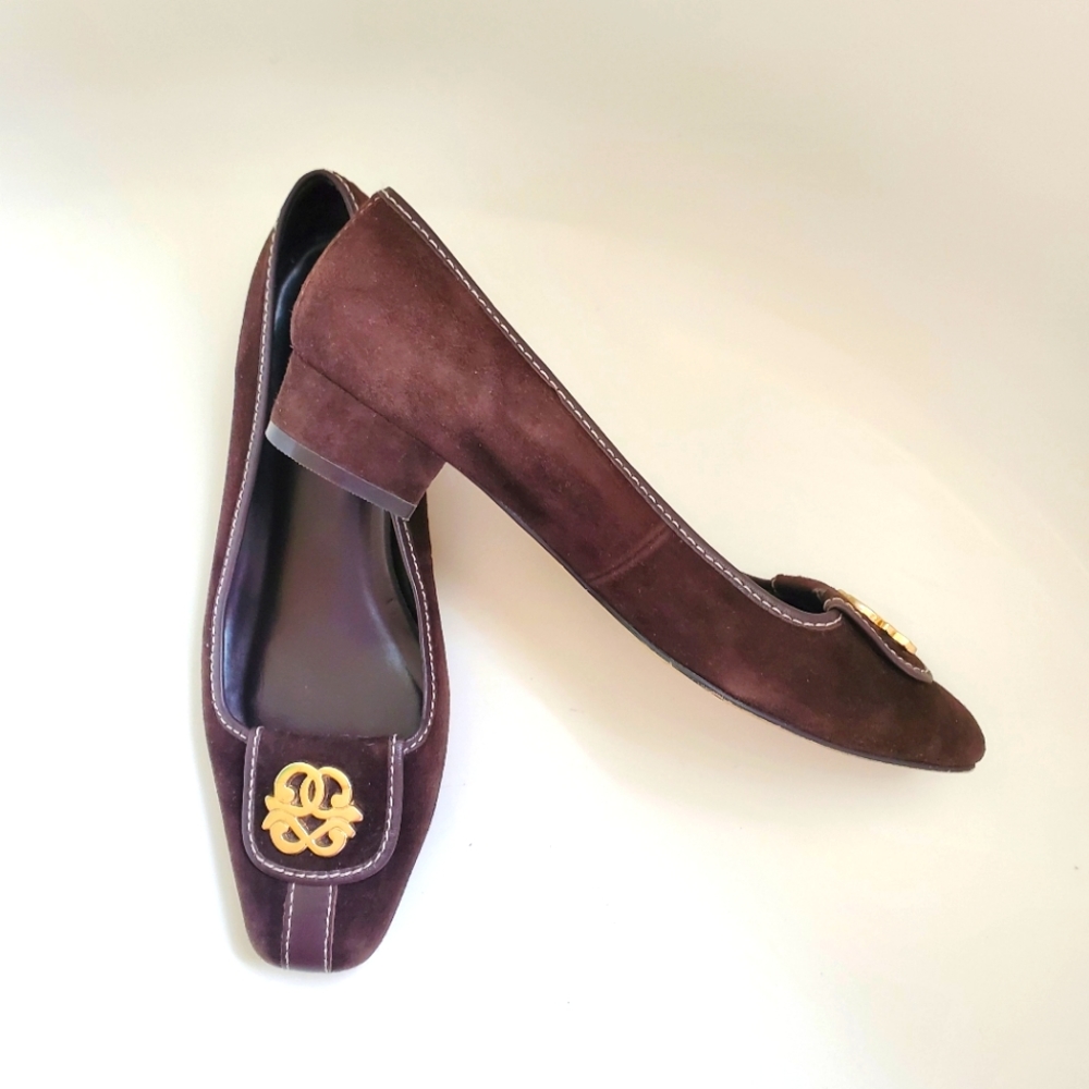 Brown suede leather flats, loafers